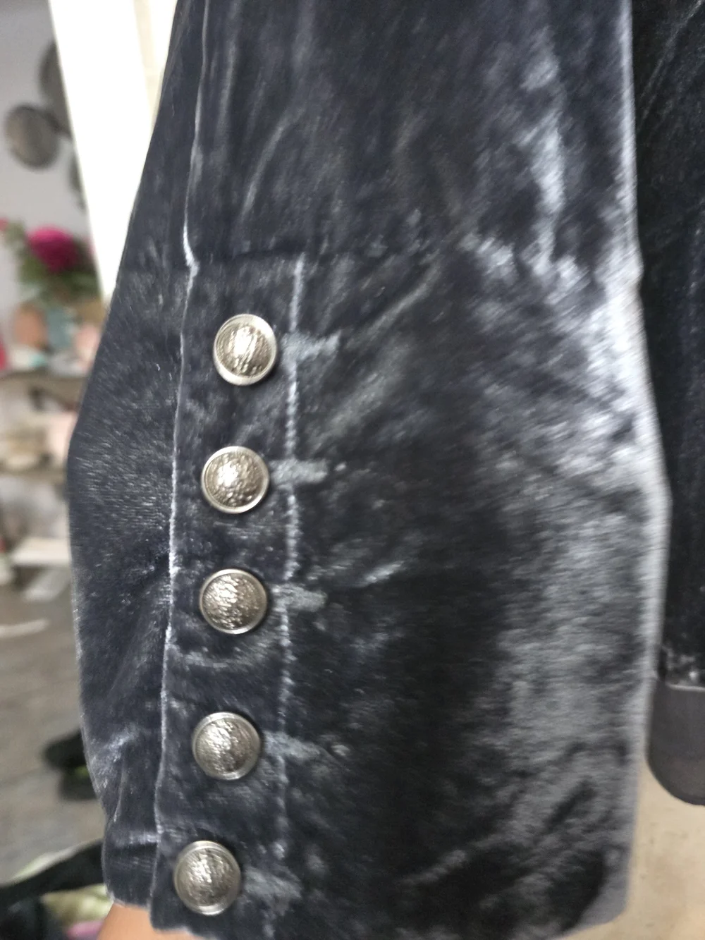 Velvet Military-Inspired Black Women's Jacket